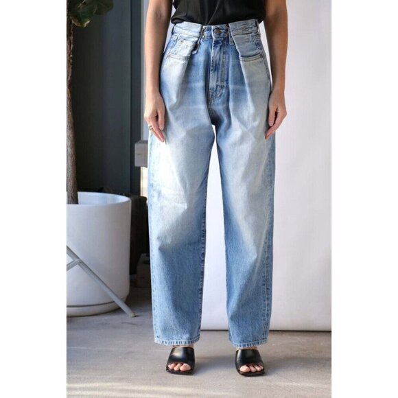 R13 Fold Over Jeans in Irving Blue Size 24 XXS New - Picture 1 of 16
